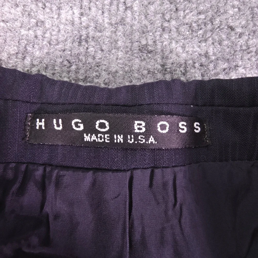 Hugo Boss‎ Suit Mens 42L Navy Blue 3 Button 100% Wool Canvas Pants 38x33 Pleated